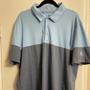 Adidas Tech Golf Polo Size L Sky Blue/Greyish Blue